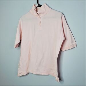 Allen Solly L Pastel Pink Polo Shirt Lightweight Cotton Blouse Spring Easter